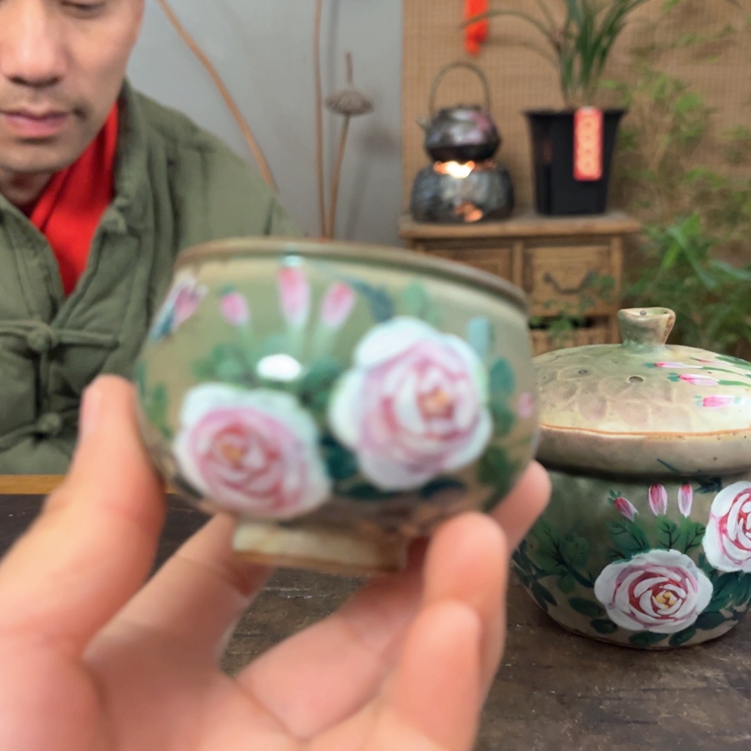 瓷片景德镇柴烧手绘杯