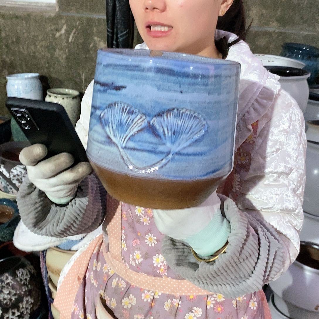 紫砂花盆瑕疵口17高17