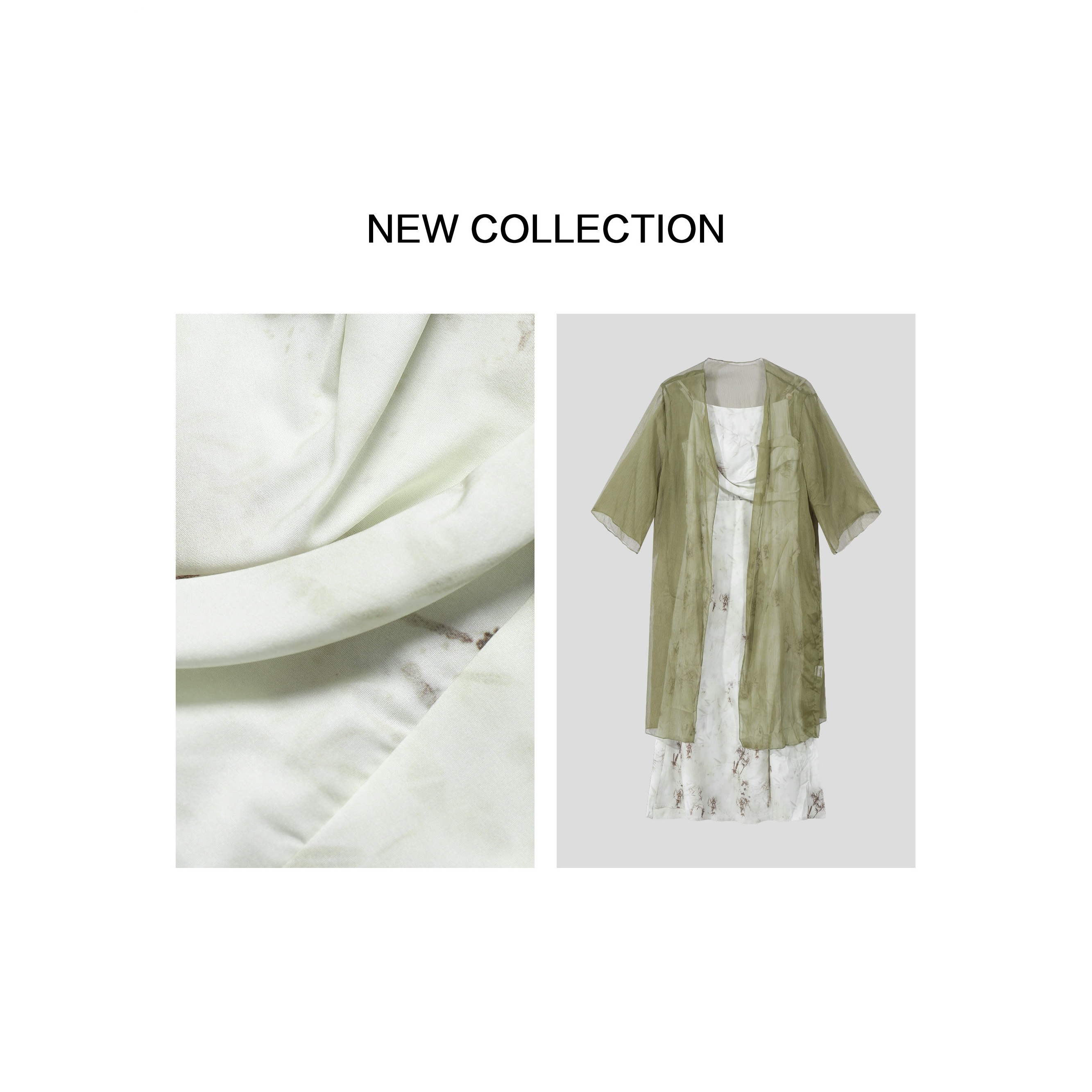 【粉丝专属】D3F28058透感绿纱外套连衣裙套装