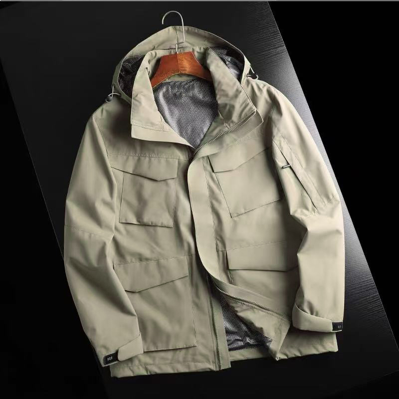 热反射冲锋衣防水防风三防秋冬户外登山男外贸尾货尾单潮可拆卸
