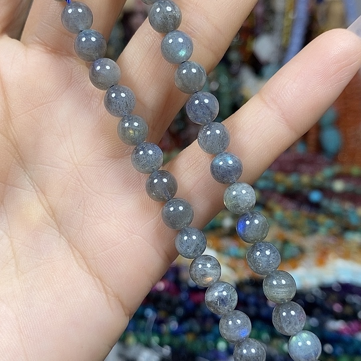 玛瑙/玉髓未镶嵌珠宝半成品天然灰月光高光卡6mm