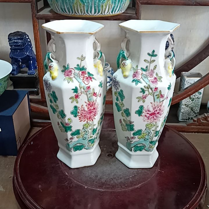 摆件古**月花瓶一对全品一对