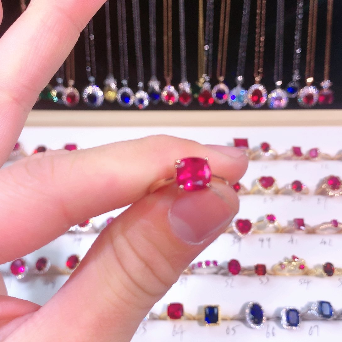 红宝石戒指银S925镶嵌