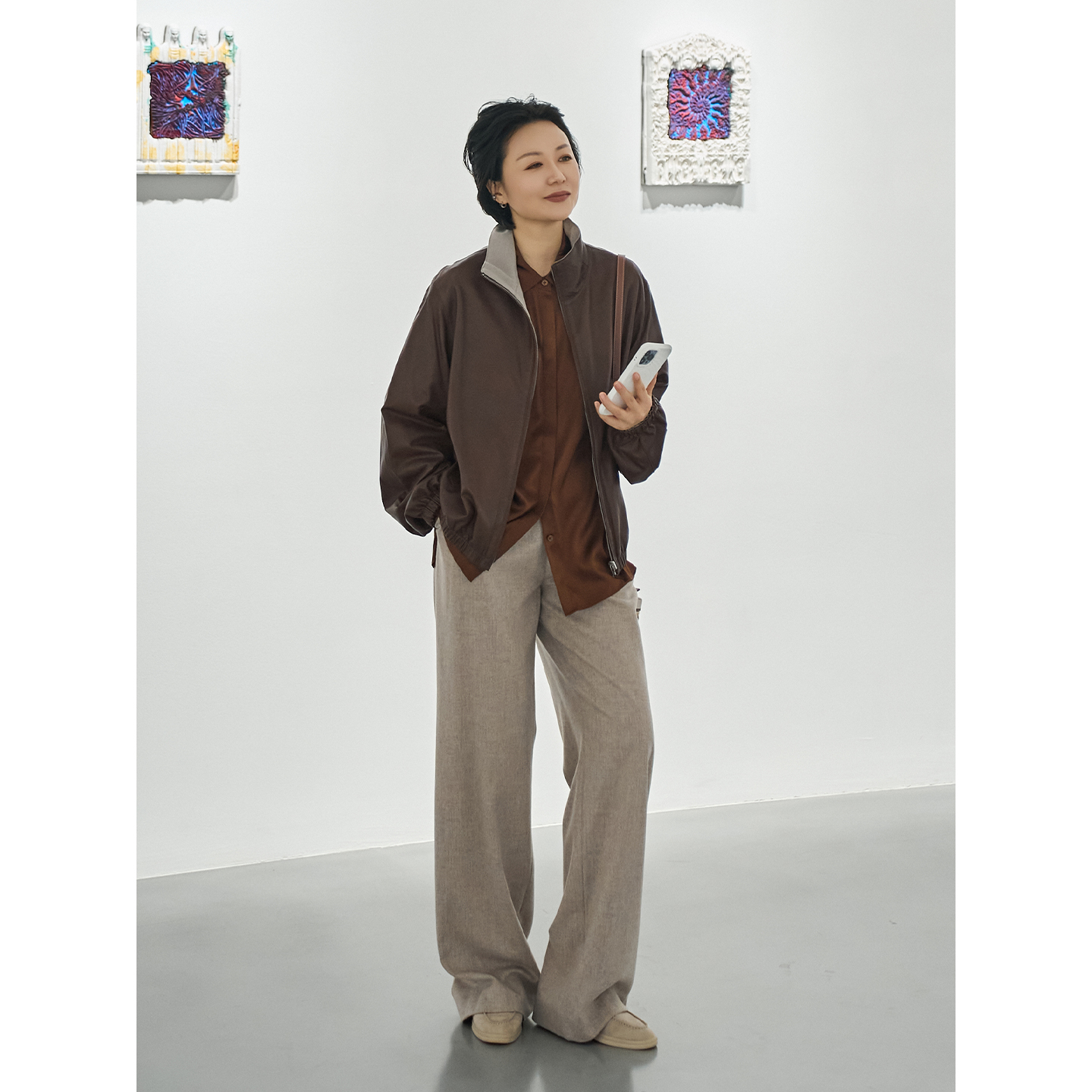 TOFOD 银行家 仅300克纸感小羊皮衣两面穿老钱风外套休闲皮衣