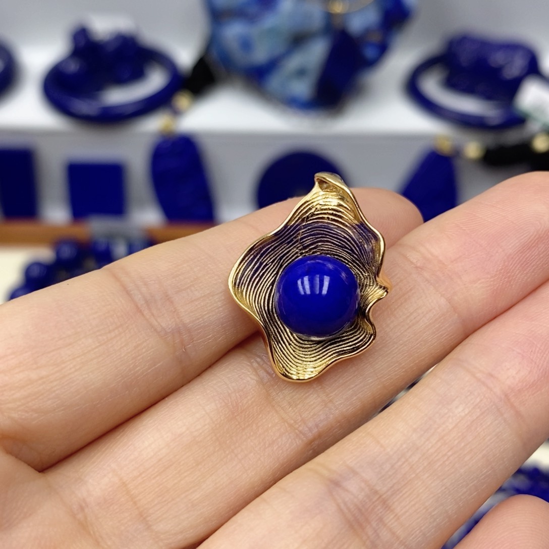 青金石银S925镀金镶嵌颈饰