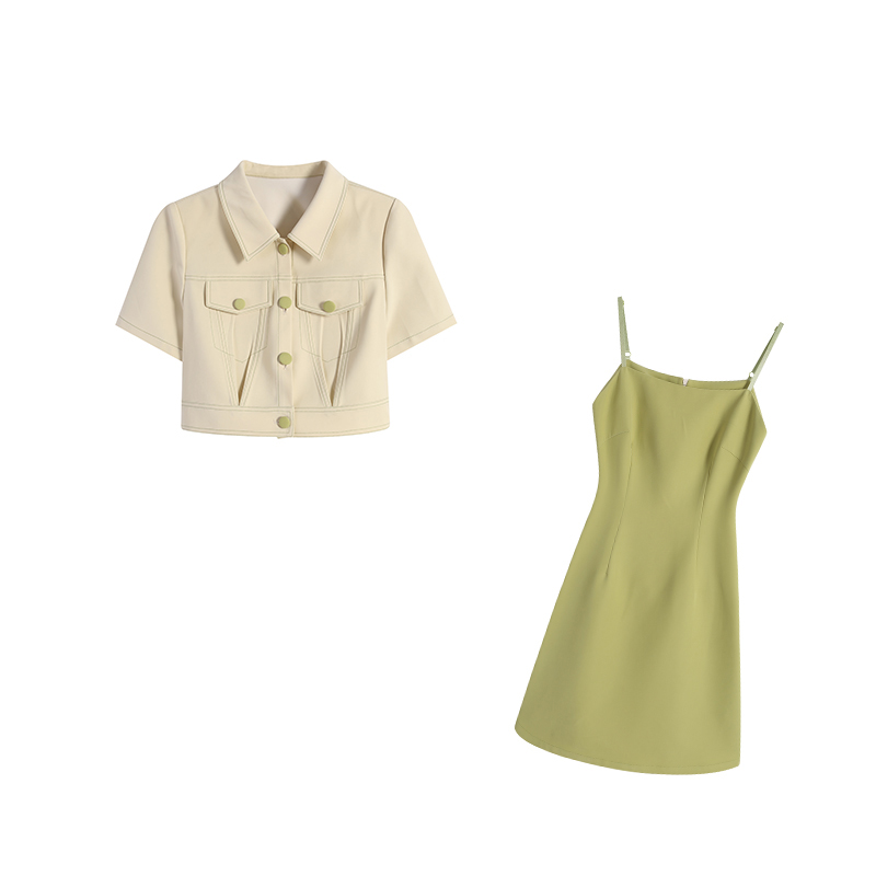 周周-五季家藏青色套装ZL97120休闲裙子夏季连衣裙气质上衣吊带