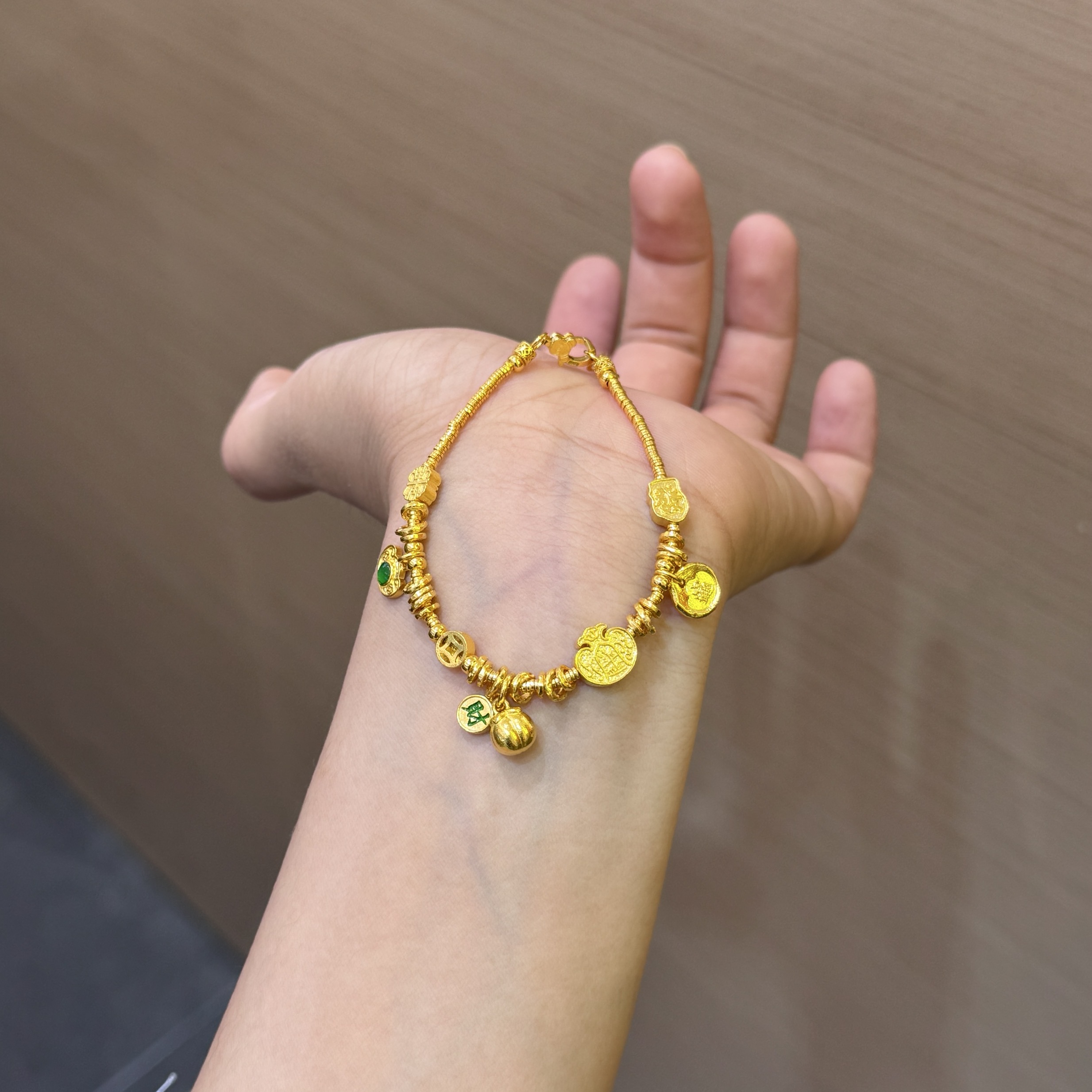 【菠萝珠宝】足金999 五路通搭配好事连连 盘缠手链 金重：16.90克