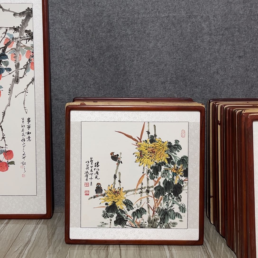 国画书画作品带框63×63