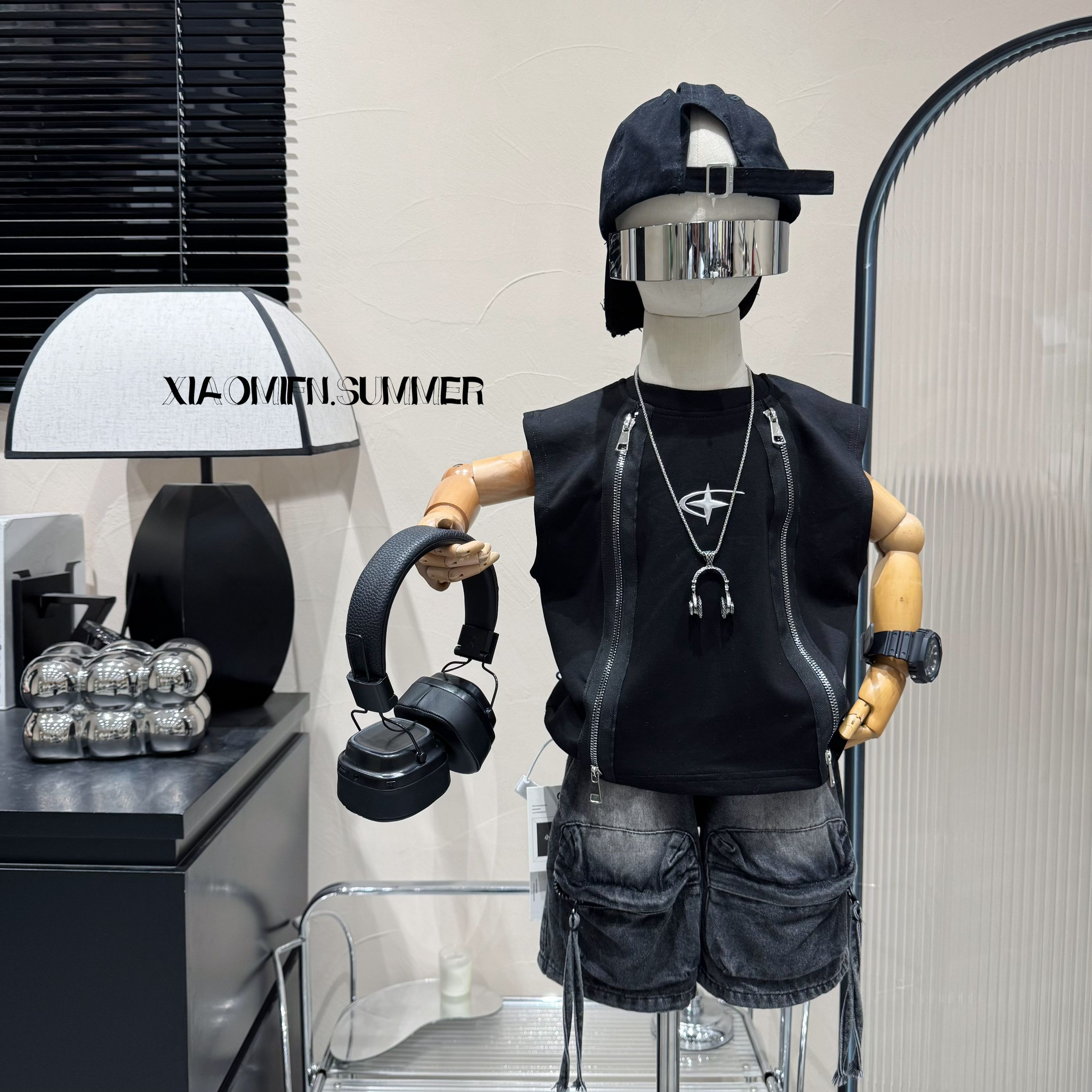 现货~韩版童装2025夏季新款背心短袖T恤男童时尚潮酷洋气百搭8166