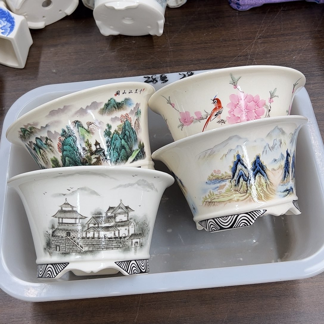 紫砂花盆38号瑕疵4个15/8cm里面小裂纹