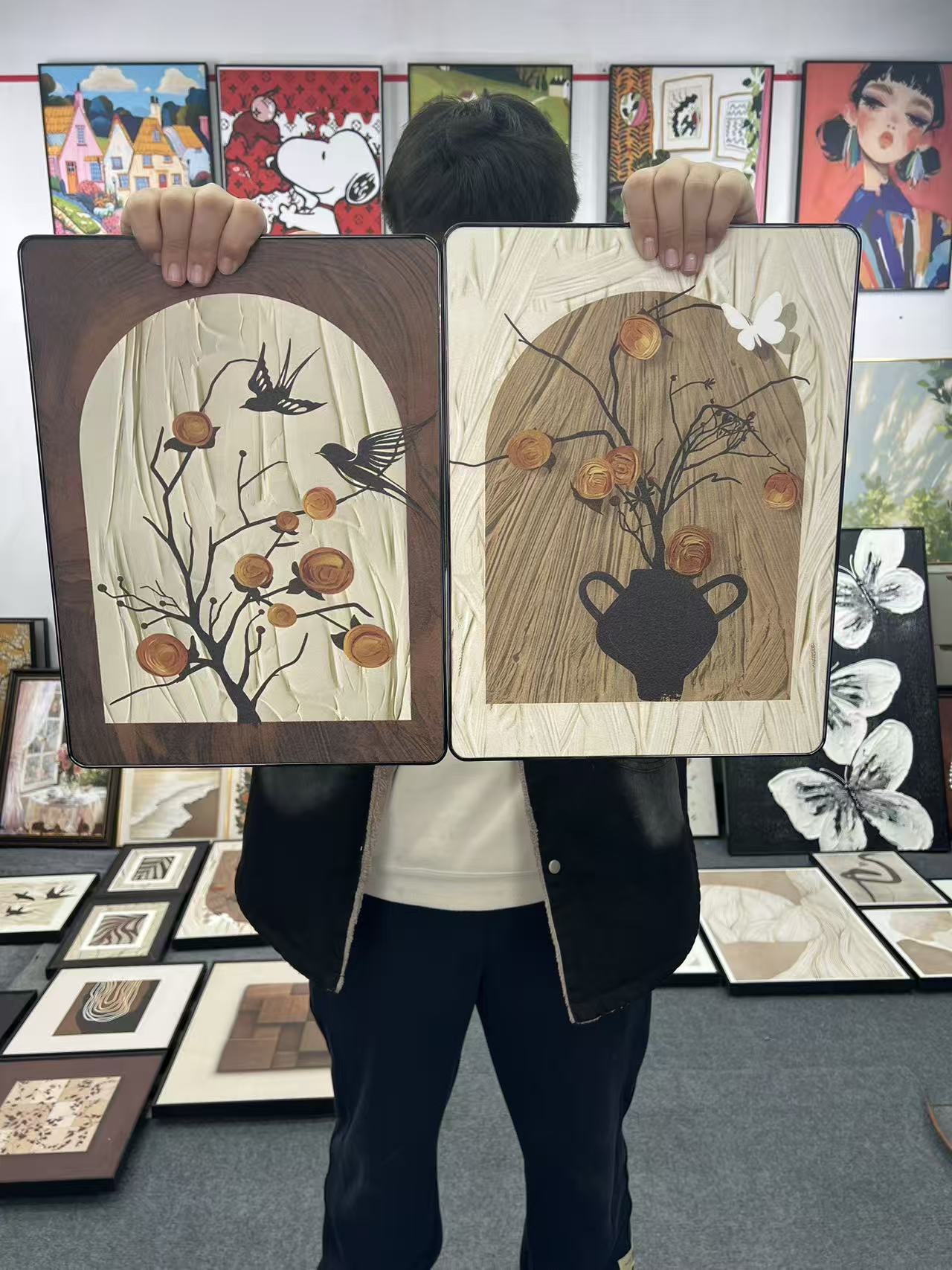 风柿柿如意客厅餐厅装饰画电视柜台面摆画寓意美好XFL01 PVC