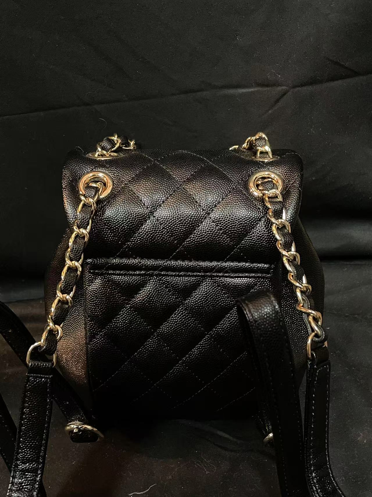 LQ-WITH-QUEEN真皮女包双肩包黑色-迷你