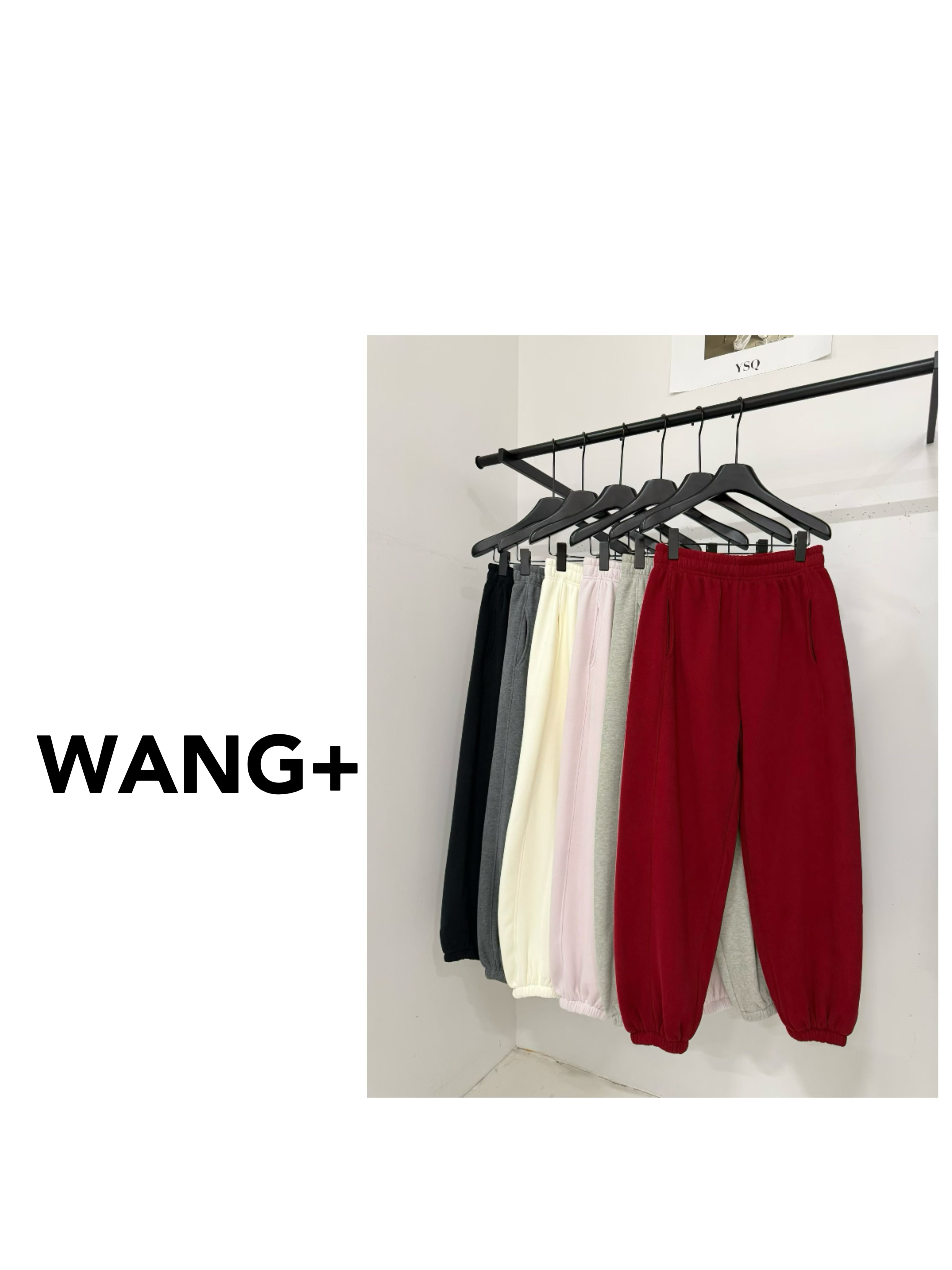 WANG+/深圳货秋冬加绒高腰抽绳束脚卫裤休闲百搭显瘦