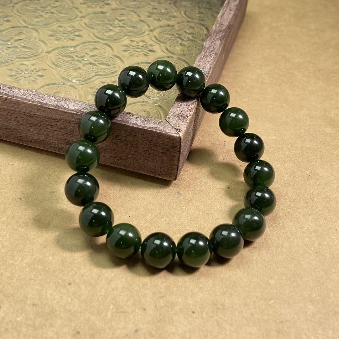 【央央好物专属】和田玉碧玉老坑菠菜绿手串（多样性发一）B48003