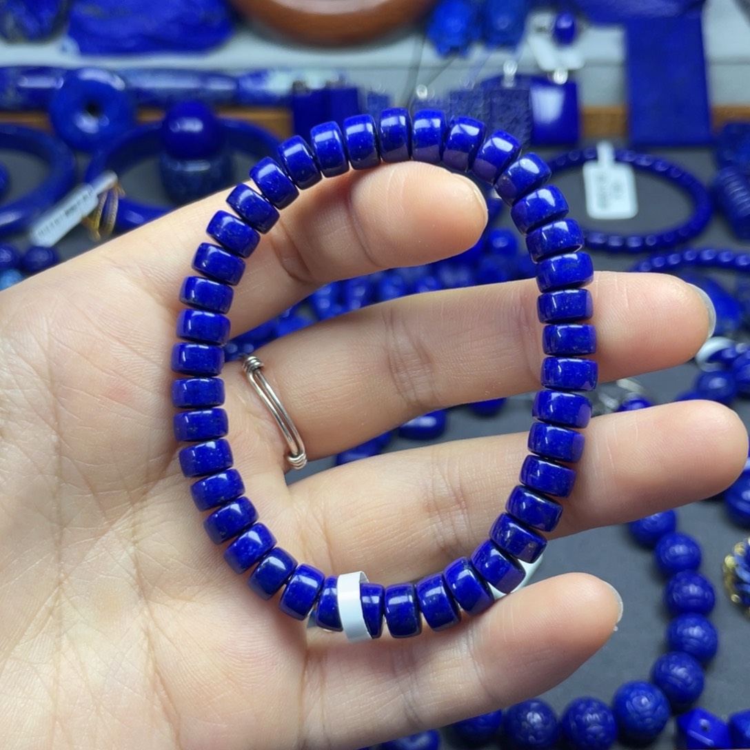 青金石未镶嵌药片手串7+