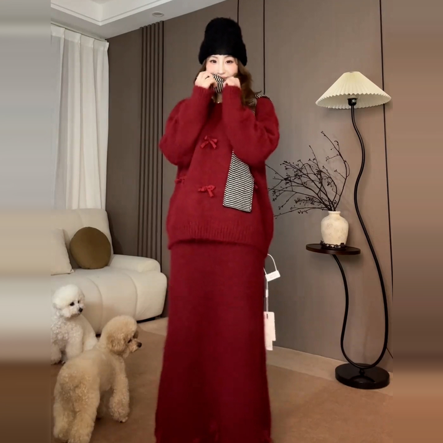 慵懒风白色针织毛衣2025秋冬季配大衣内搭连衣裙9681