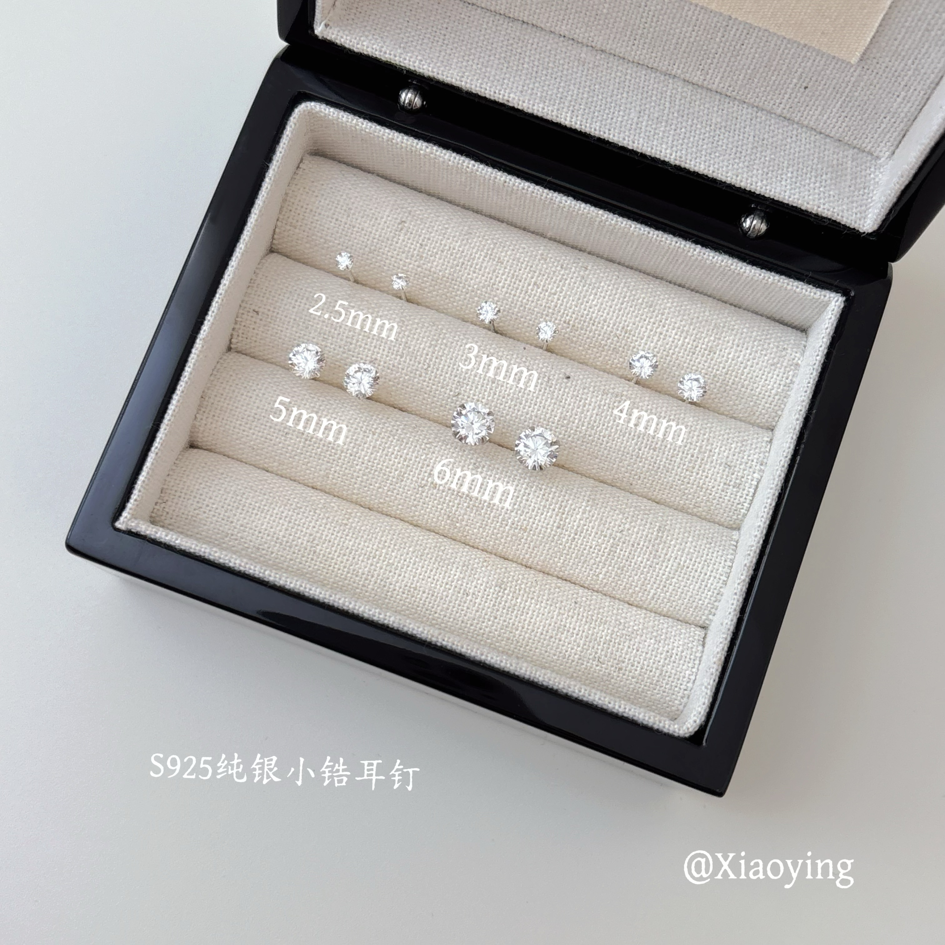 925银合成锆石耳饰 超闪锆石耳钉 防过敏养耳洞小巧百搭气质耳饰