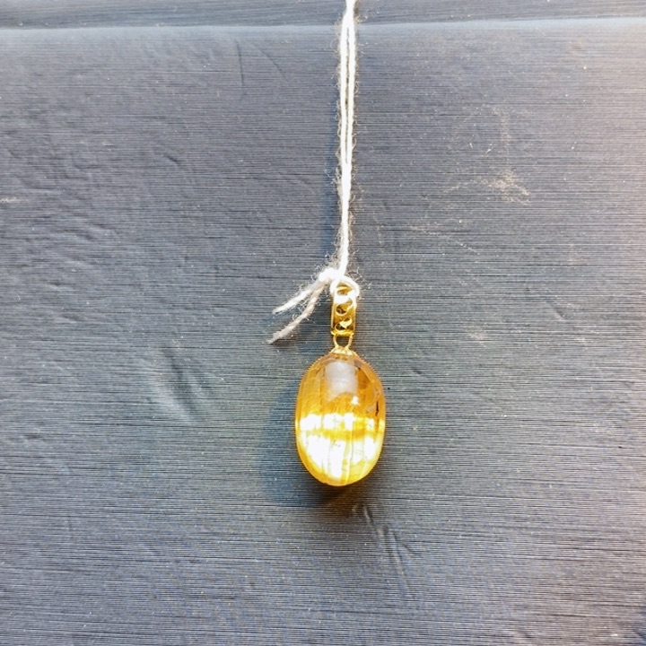 颈饰18K金镶嵌发晶天然白体板钛晶蛋面锁骨链吊坠