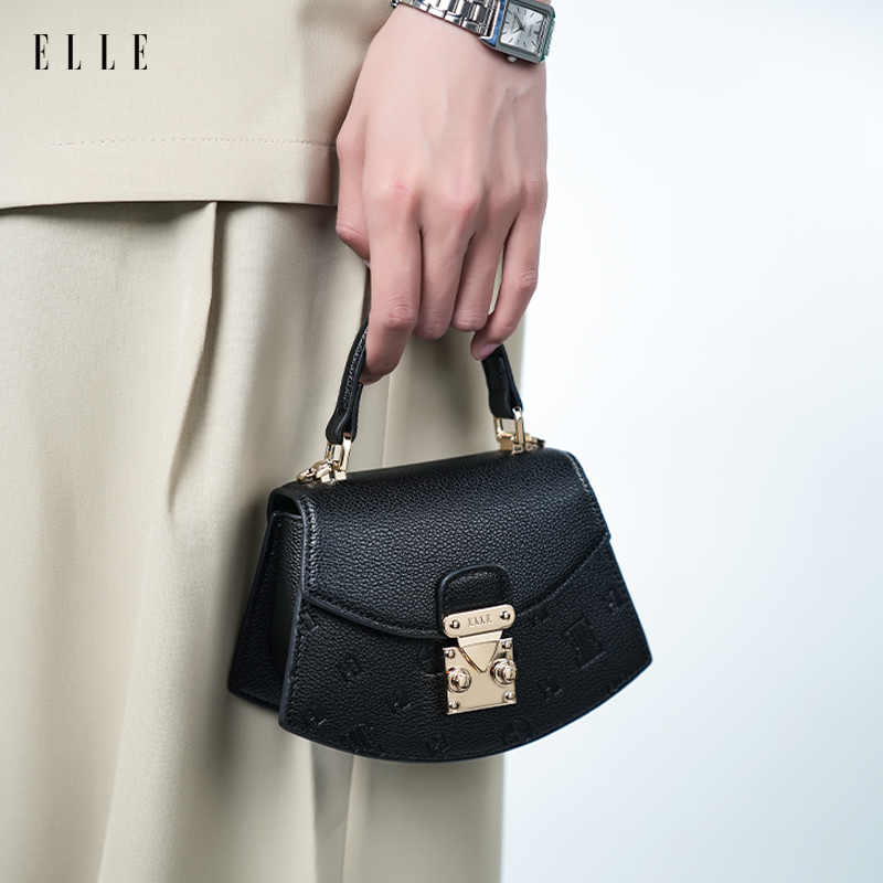 ELLE2025圣诞限定}时尚轻奢手提包设计师款荔枝纹精致斜挎包46862