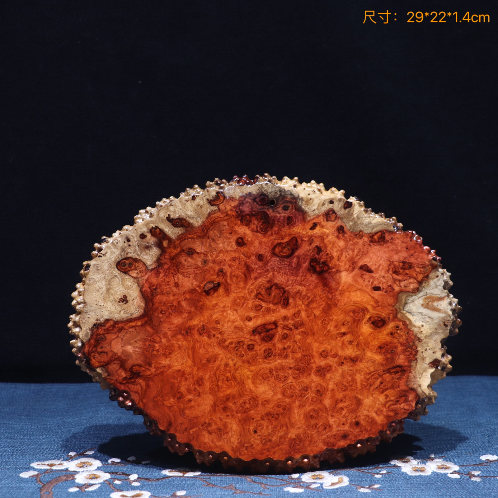 缅甸花梨干泡台茶盘瘿木瘤疤手工雕刻茶具茶道壶承杯垫托盘-013号