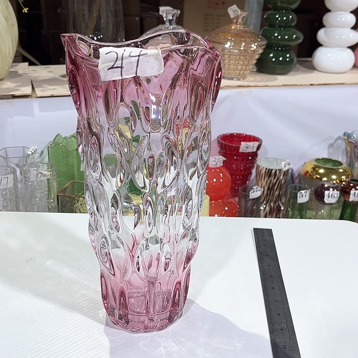 玻璃214高30口13水晶玻璃花瓶嘎嘎好看