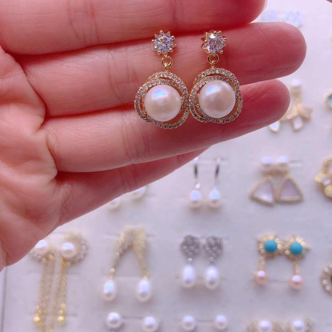 淡水珍珠耳饰合金