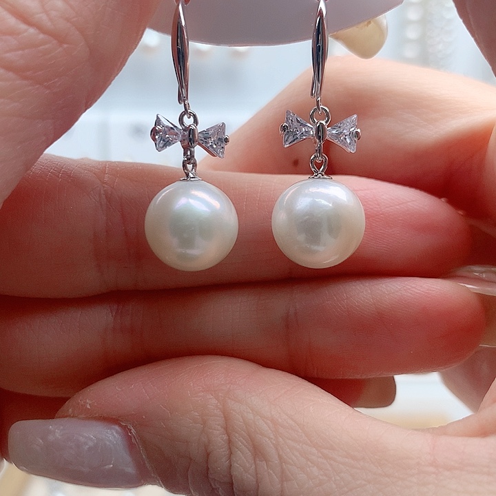 淡水珍珠耳饰银S925镶嵌