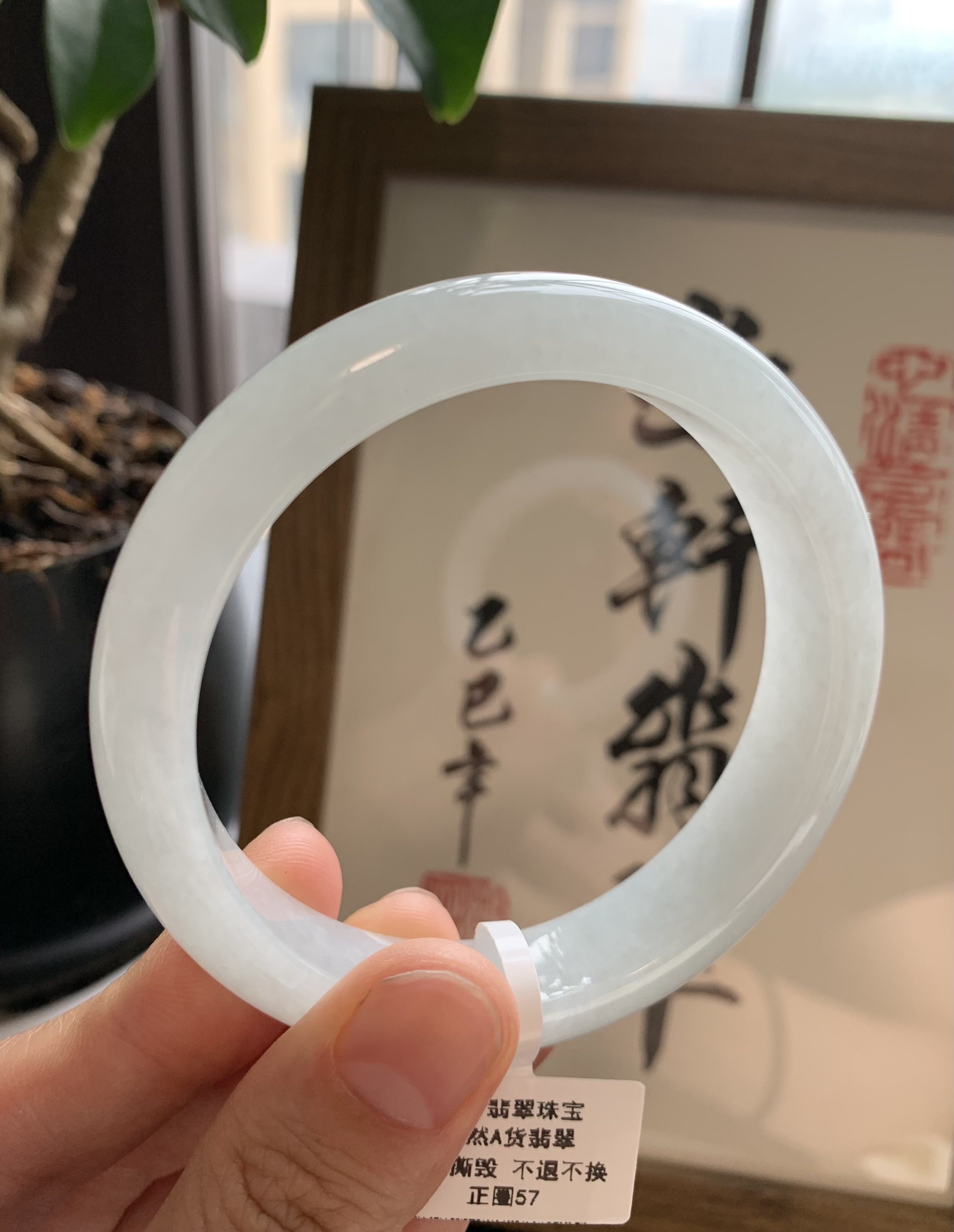 鸣轩翡翠手镯天然A货 SL073004 正圈57