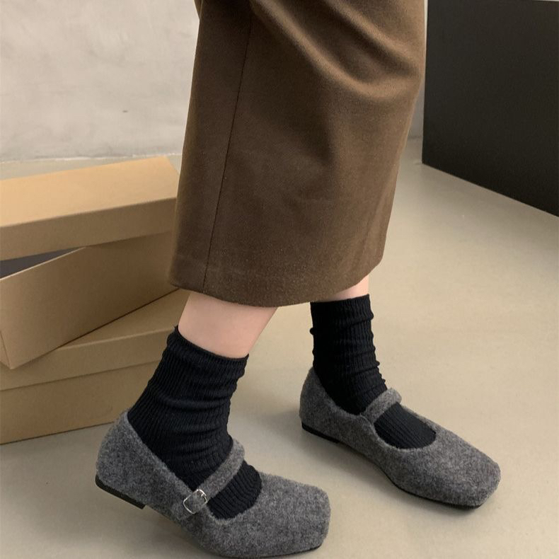 加绒毛毛鞋女外穿2025新款秋冬防滑复古气质平底玛丽珍单鞋