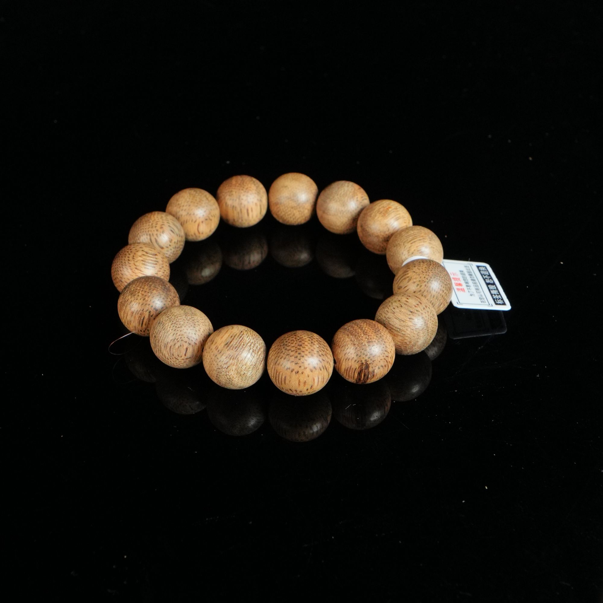 B8437 西马粗纹绿底软丝85分沉沉香手串 1.5cm 21.65g