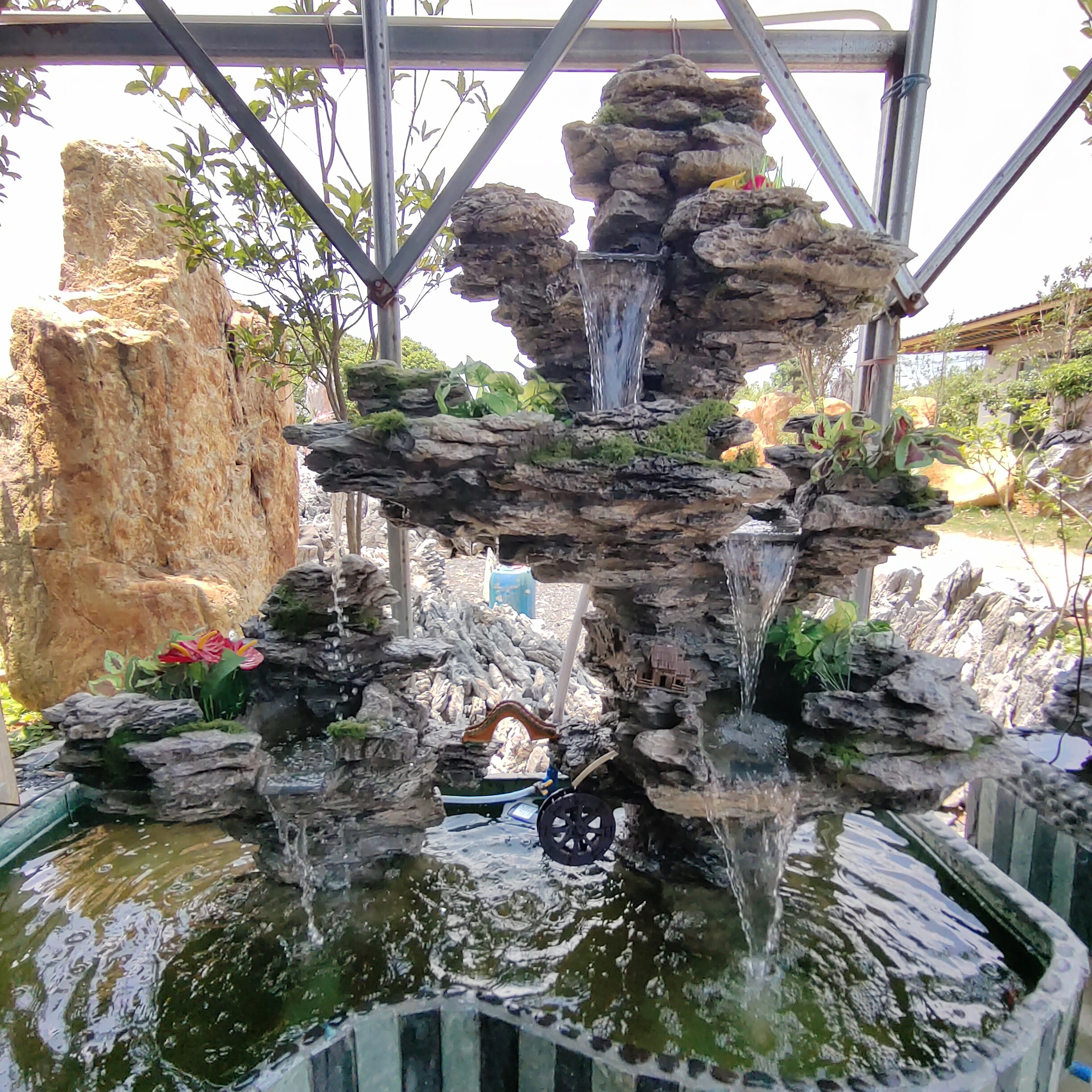 青龙石鱼池盆景鱼缸造景真石头假山直播间专链勿拍户外喷泉家庭