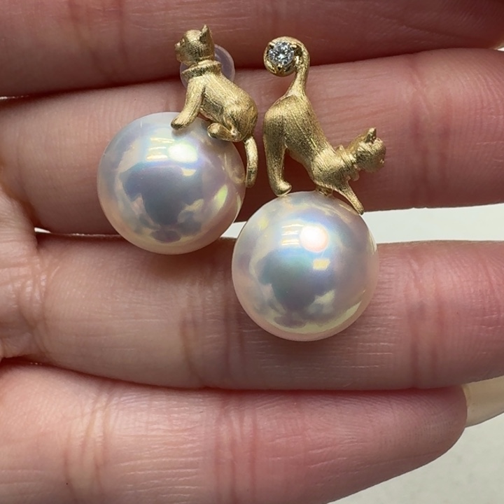 拼合珍珠（马贝珠）耳饰18K金镶嵌
