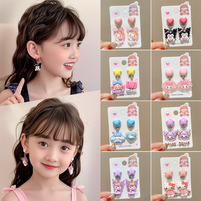【儿童】卡通超仙耳夹女童无耳洞防痛假耳环超萌公主卡通耳钉饰品
