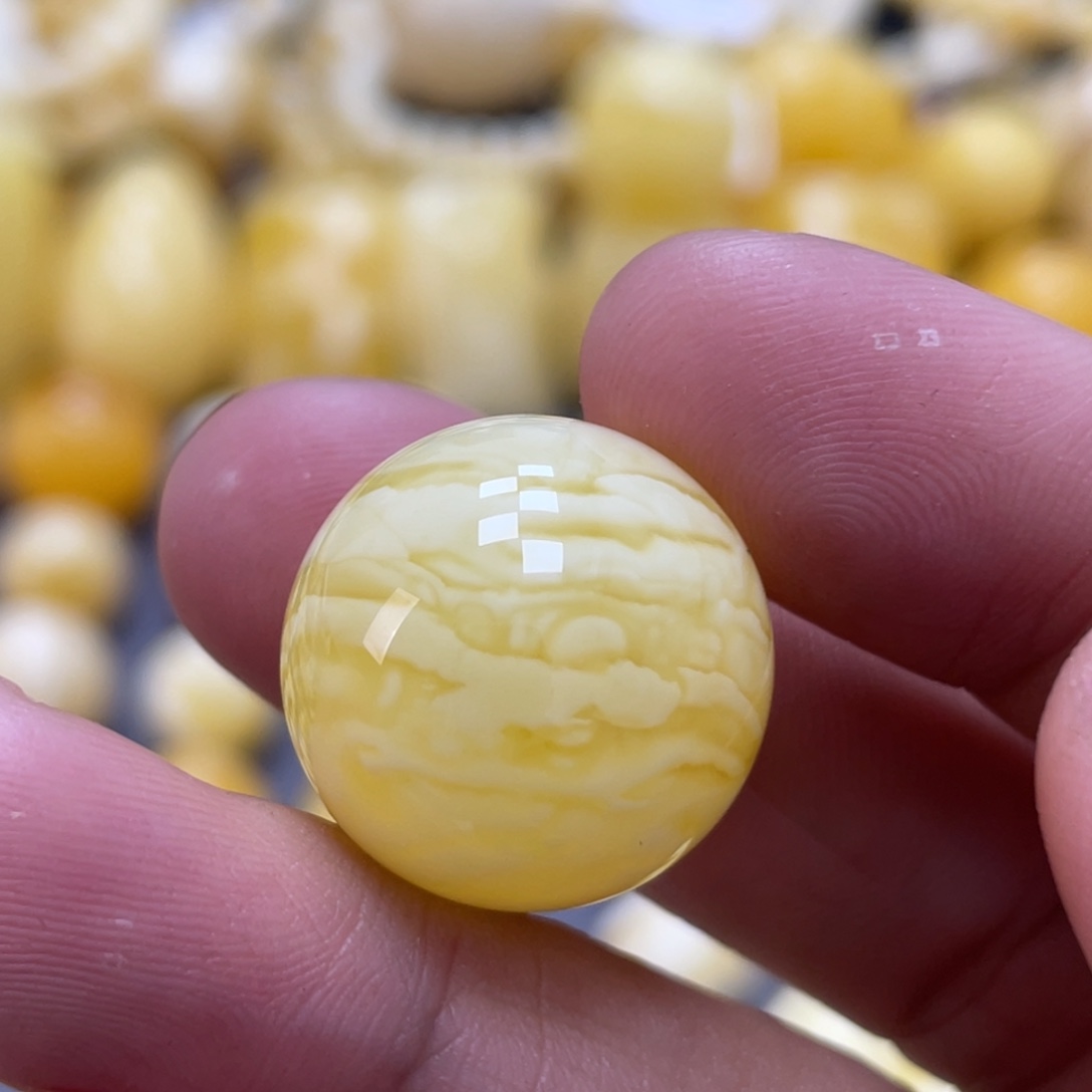 琥珀未镶嵌裸石19.2mm虎皮