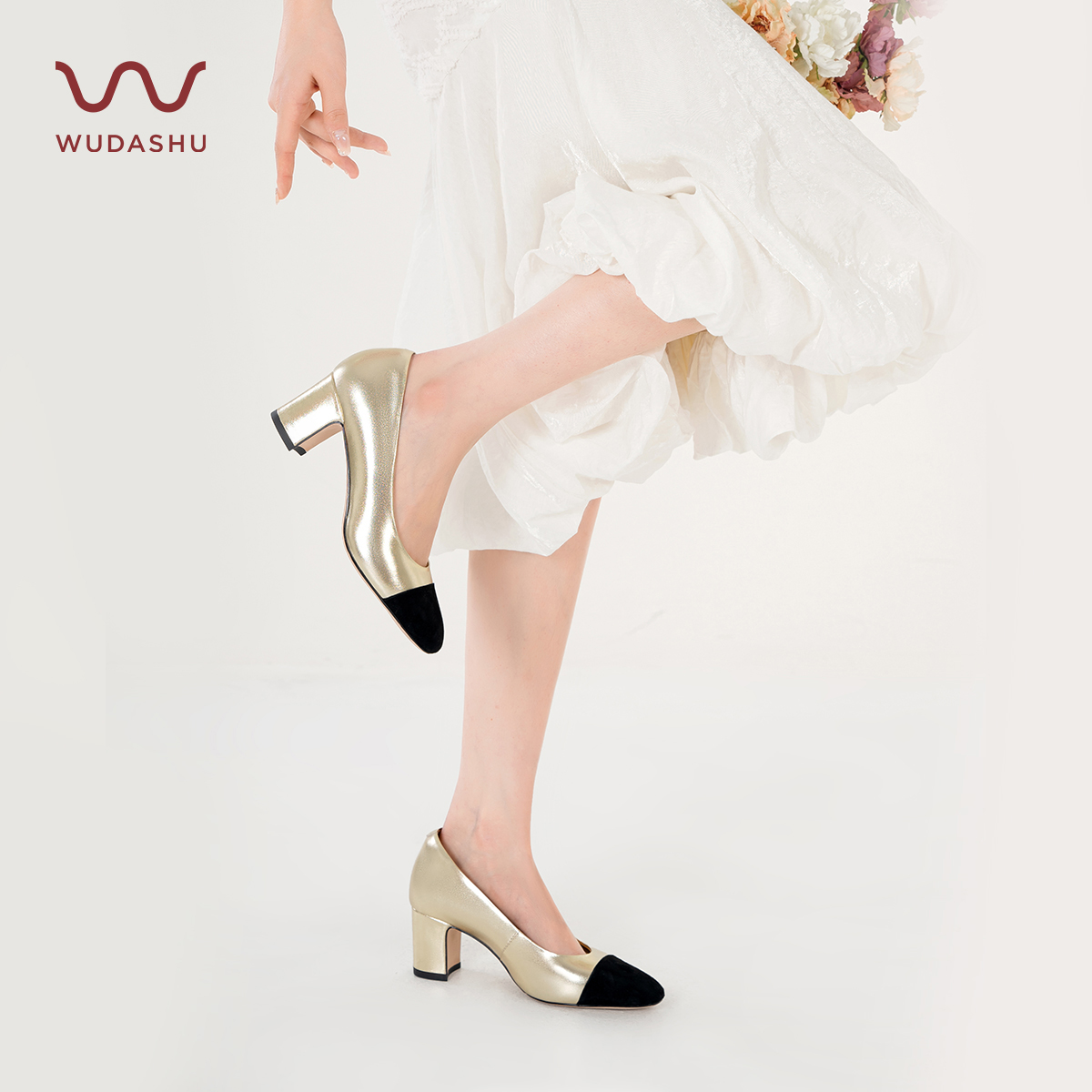 穿高跟鞋的吴大叔【气垫缓震】百搭平底尖头粗跟法式舒适高跟鞋女鞋