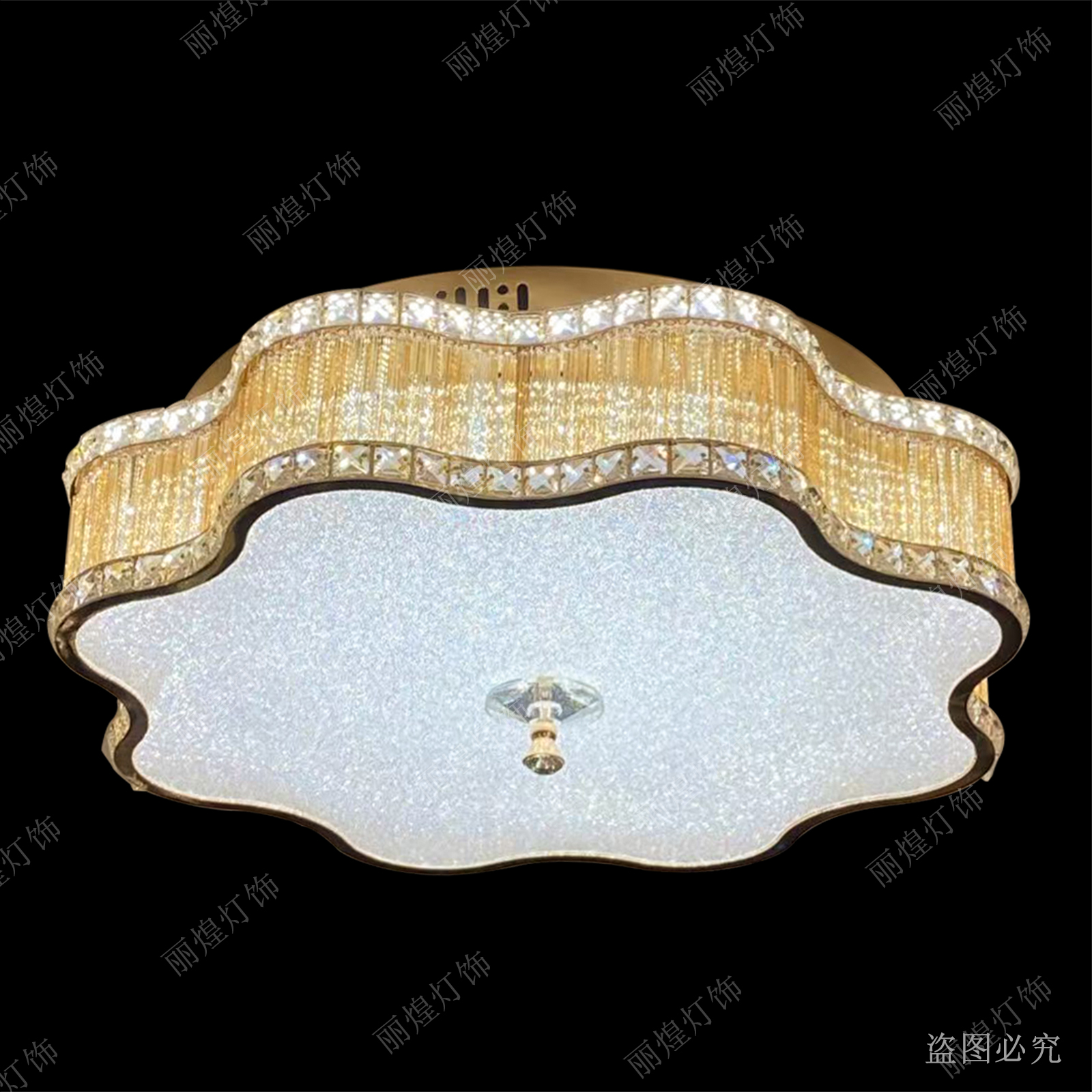 【丽煌灯饰】水晶造型卧室吸顶灯时尚轻奢圆形主卧简约大气餐厅