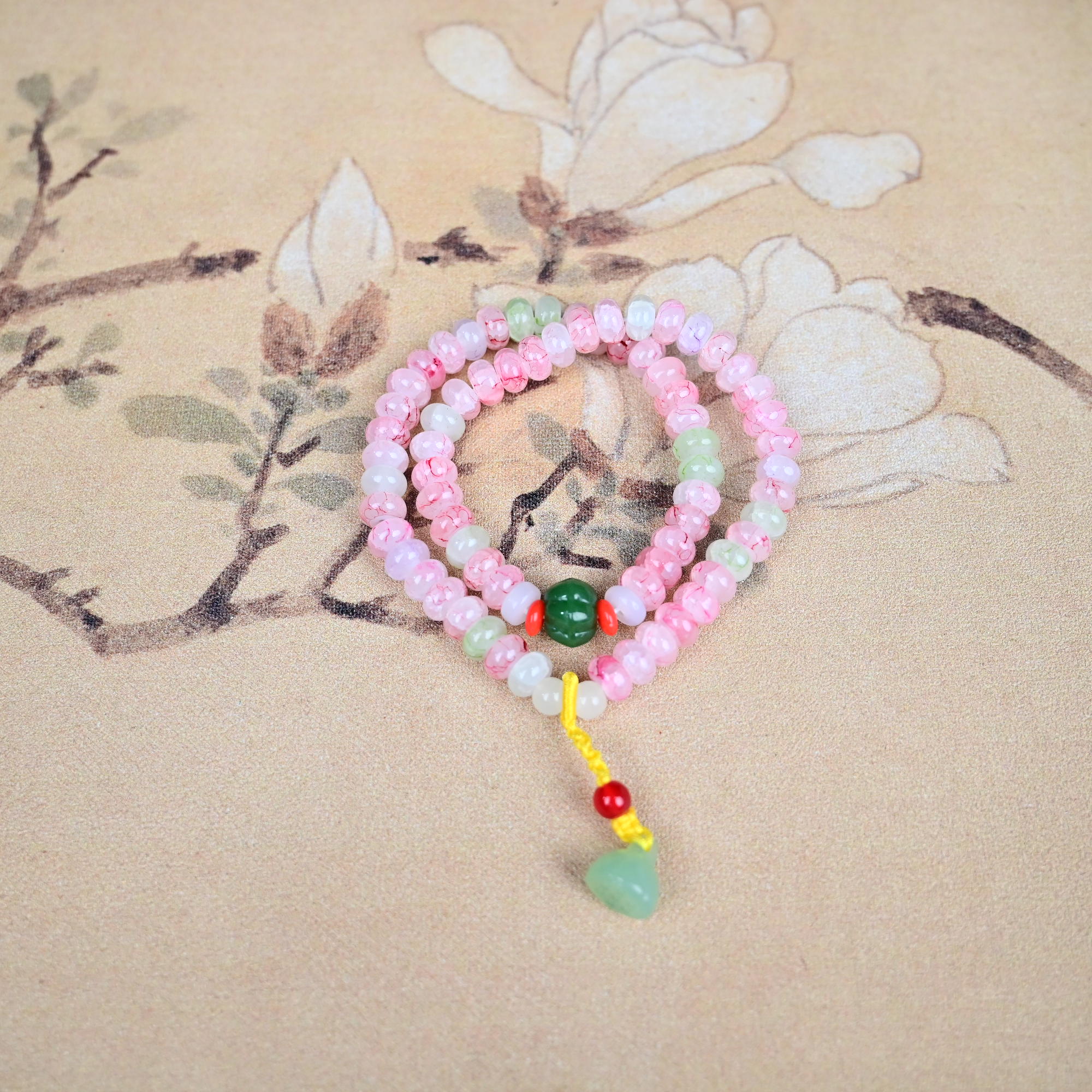 精品粉玉髓手串N045