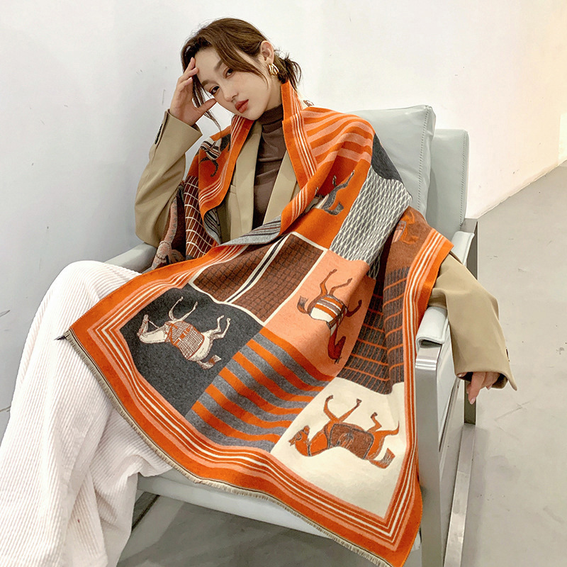 马法式厚款马车保暖保暖装饰围巾围脖加厚时尚网红