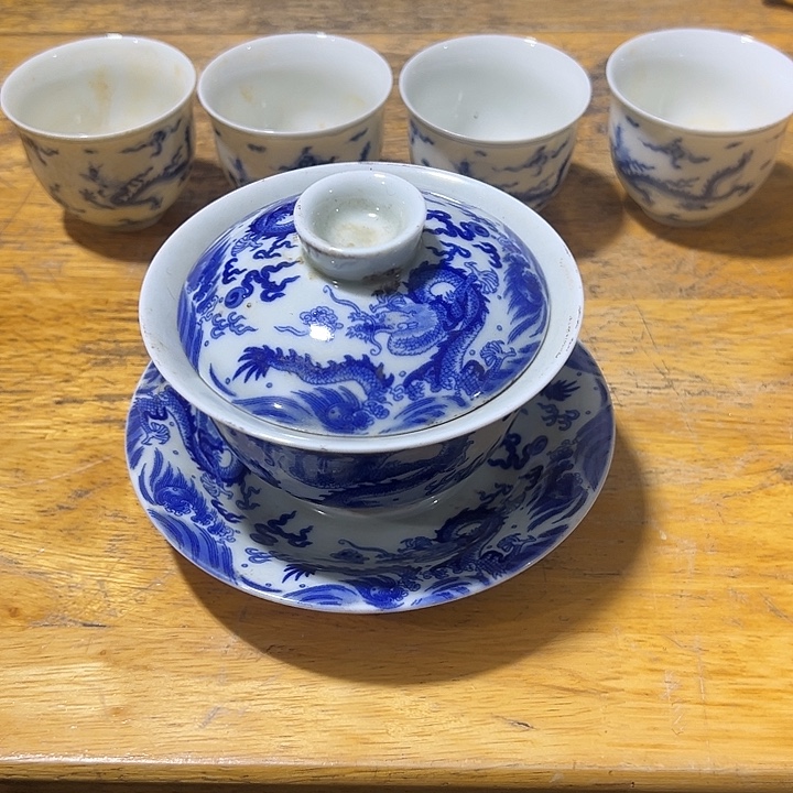 信***讯其他陶青花龙纹杯几个