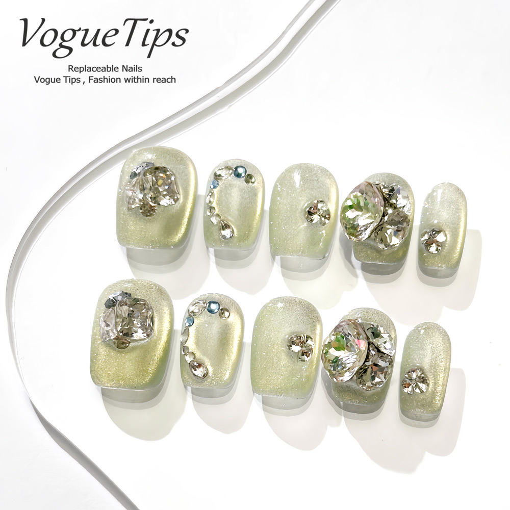 VogueTips青荷语手工穿戴甲短梯新款手绘高级感显白日式ZB212