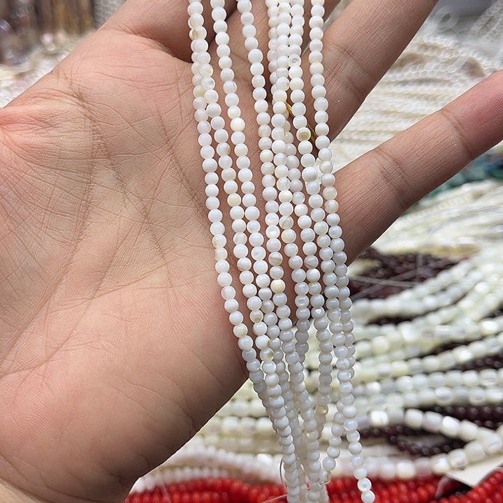 玛瑙/玉髓未镶嵌珠宝半成品2条3mm左右白蝶贝