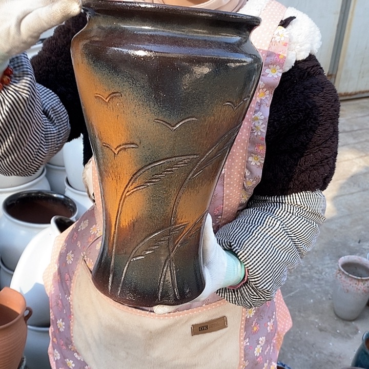 紫砂花盆瑕疵口18高30