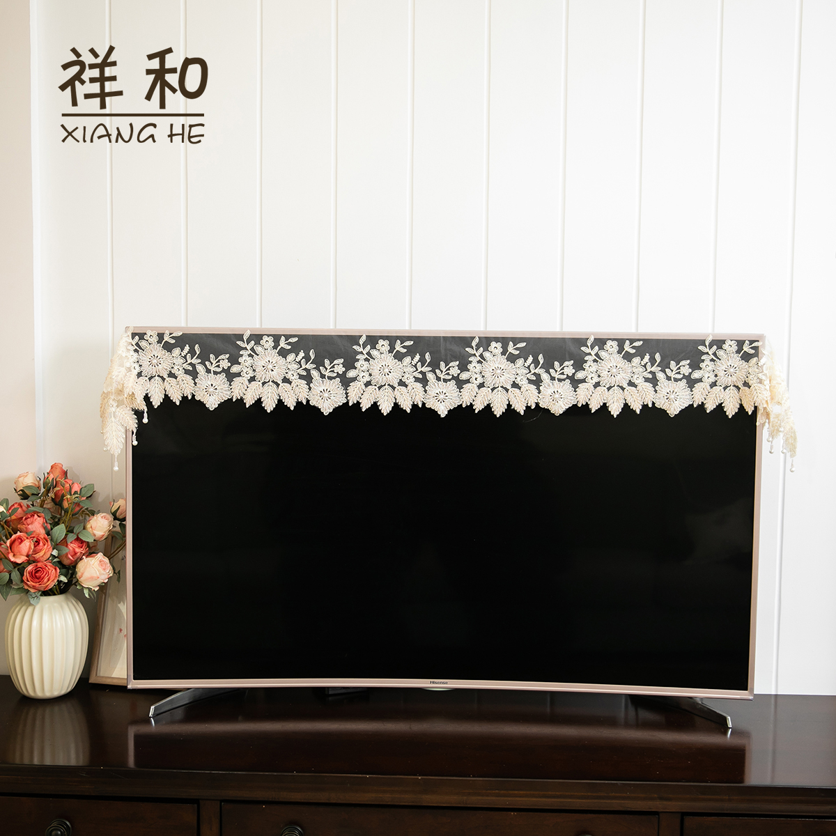 A020-3 钉珠（35*170CM方）手工钉珠蕾丝桌旗盖巾 40-65寸电视机