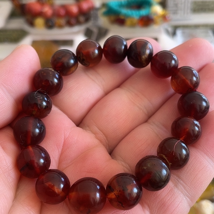 琥珀未镶嵌裸石手串