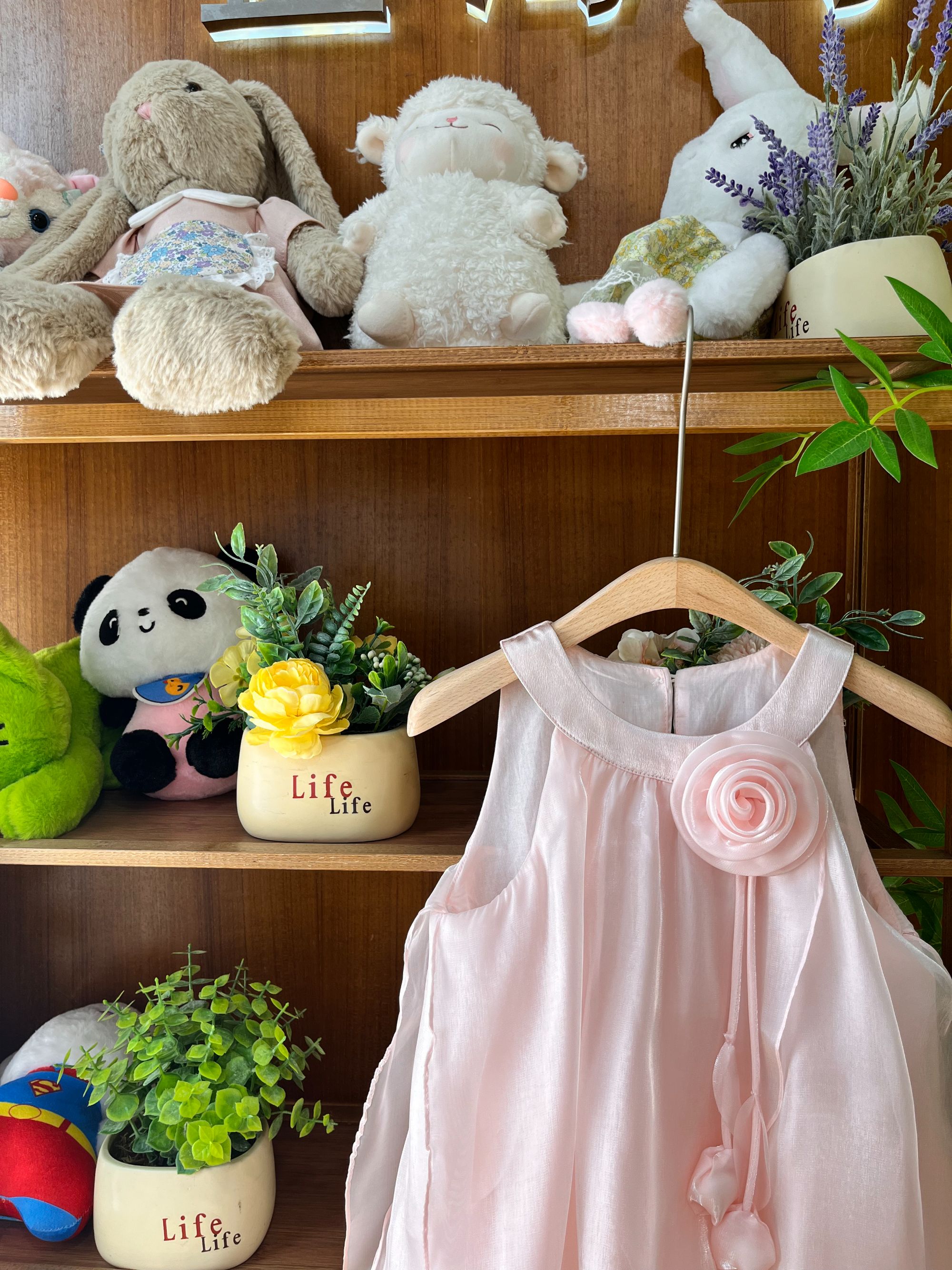 J169'玫瑰物语“夏2025新款女童气质甜美洋气粉色玫瑰挂脖连衣裙