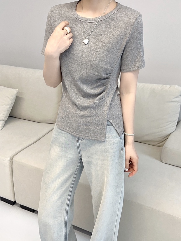 0601-18   女士气质简约百搭小众T恤  LLHY   9970