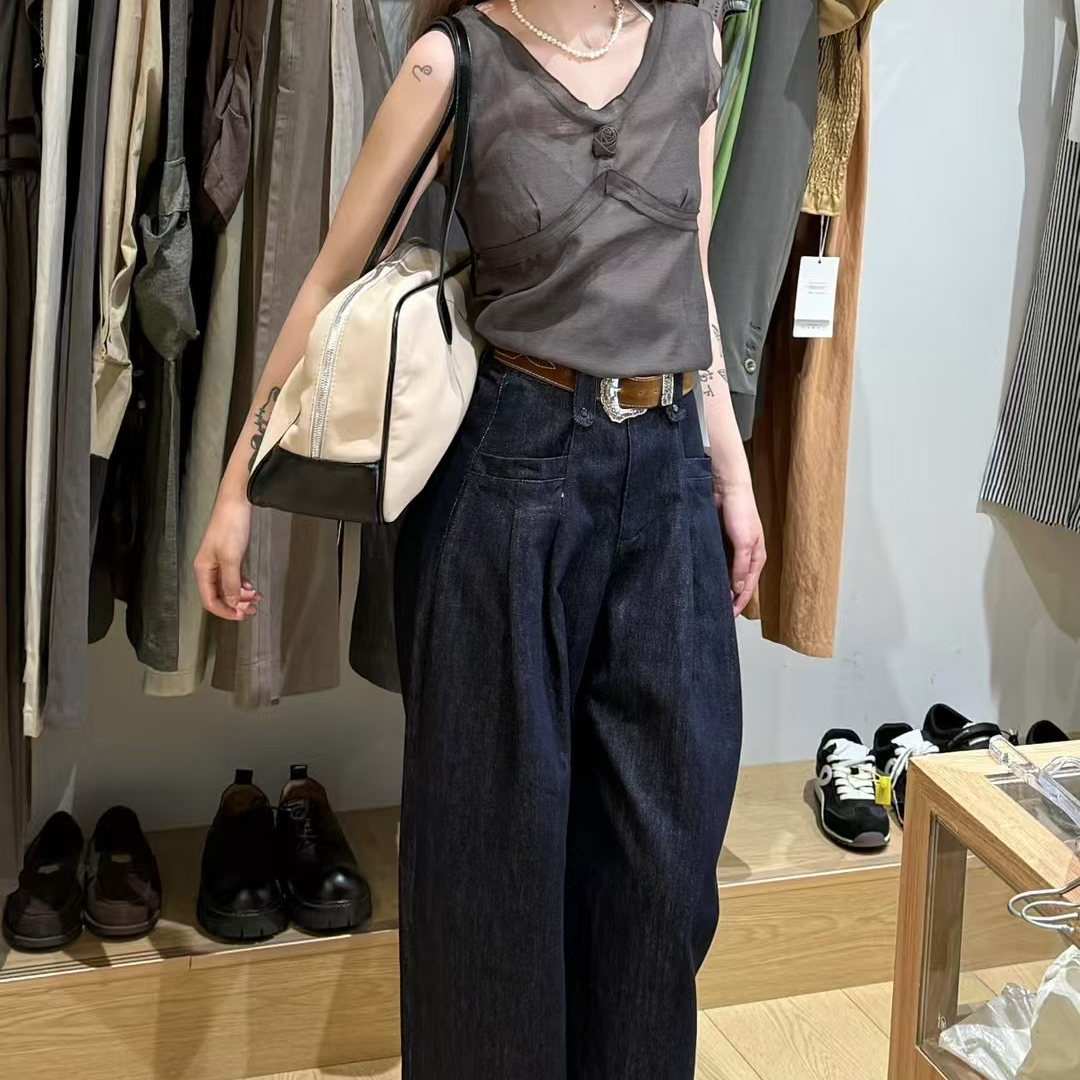 韩系百搭女装每日上新时尚上衣No退No换夏季高腰短款牛仔裤无袖