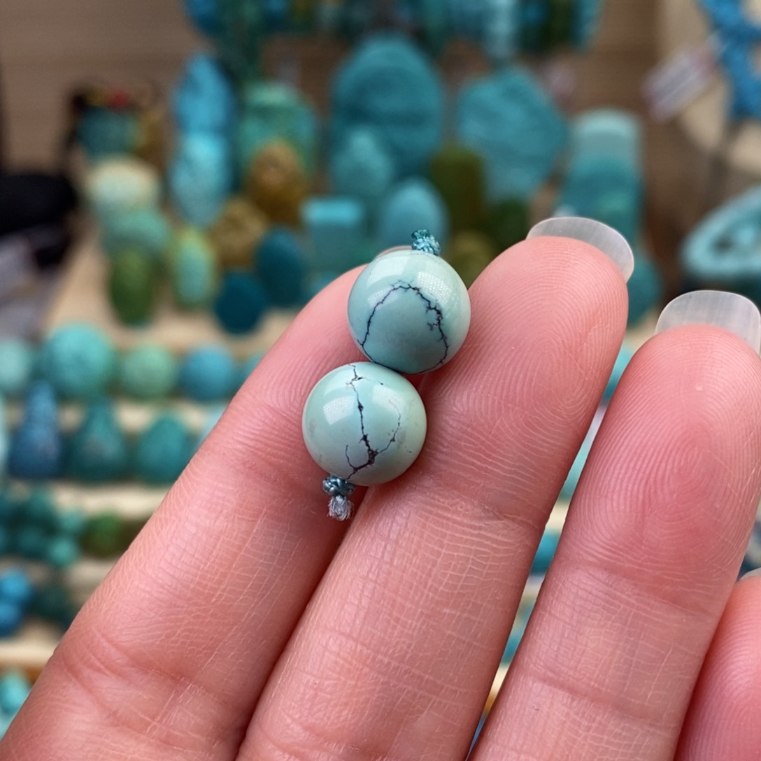 绿松石珠宝奇石未镶嵌9.5mm