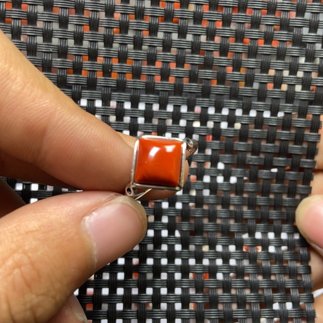 南红玛瑙戒指银S925镶嵌静*静