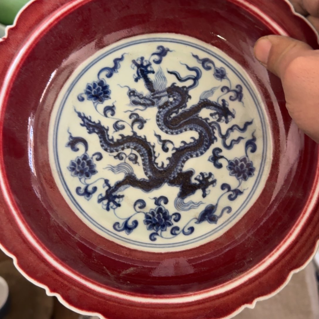 寇*龙全手绘柴窑，京东包邮微瑕